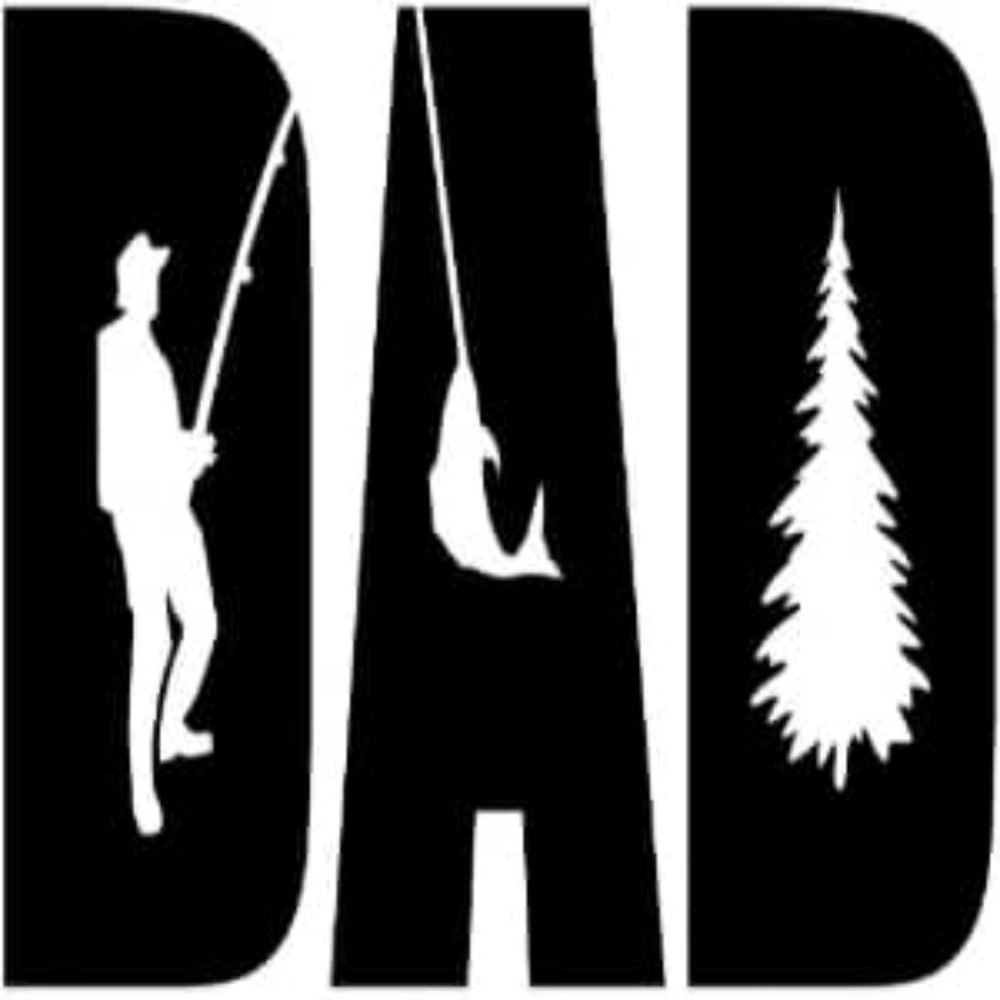 Father's Day Fishing Vinyl Decal Sticker (Black, 6-Inches)